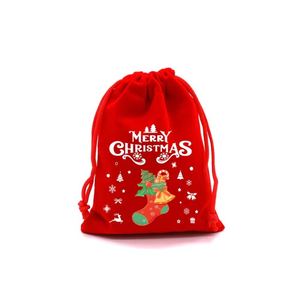 Sac cadeau recyclable en velours rouge avec cordon de serrage, idéal pour les fruits, les bonbons de mariage, les cadeaux de Noël pour enfants, avec fonction de marquage. - Product Image 6