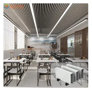 2024 üst satış alüminyum malzeme ahşap tahıl lineer tavan Panel saptırma şerit askıya tavan için spor salonu süpermarket