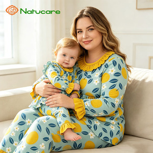 Ensemble de pyjamas assortis pour <span class=keywords><strong>maman</strong></span> et fille, en coton et élasthanne de bambou, vêtements de détente d'hiver pour la maison, pyjamas personnalisés pour la famille, tenues assorties - Product Image 4