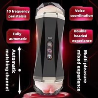 Vibrateur double tête en latex Henho FJ-09 pour hommes, interaction vocale, 10 fréquences, rechargeable par USB, 100 % étanche, toucher réel, 40