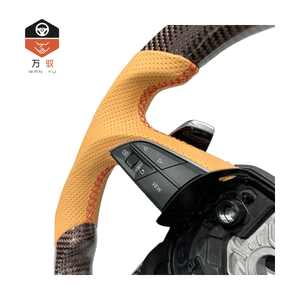 พวงมาลัยรถยนต์รุ่น Coffee Carbon Fiber Sports ทำจากหนัง สำหรับรถยนต์ <span class=keywords><strong>Audi</strong></span> <span class=keywords><strong>Q</strong></span> C8 A1 A3 A4 A5 A6 A7 A8 B6 B7 B8 B9 C6 C7 TT R8 - Product Image 3