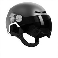 Casque de moto certifié 3C en ABS avec visière noire, demi-casque anti-UV pour hommes et femmes, adapté à toutes les saisons
