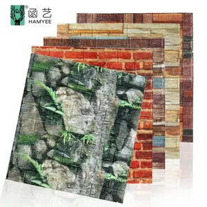Panel de pared de espuma autoadhesivo, papel tapiz impermeable 3 D <span class=keywords><strong>para</strong></span> pared, sala de estar, diseño de papel tapiz - Product Image 1