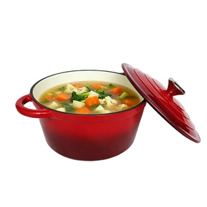<span class=keywords><strong>Cocotte</strong></span> <span class=keywords><strong>en</strong></span> <span class=keywords><strong>fonte</strong></span> émaillée rouge foncé, four hollandais rond multi-usages pour braiser et rôtir - Product Image 2