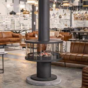 Caminetto <span class=keywords><strong>a</strong></span> <span class=keywords><strong>Gas</strong></span> Decorativo Centrale in Legno e Metallo <span class=keywords><strong>di</strong></span> Grado Commerciale per Bar, Hotel e Lobby - Product Image 6