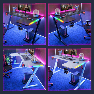 Bureau de jeu intelligent électrique réglable en hauteur RGB en forme de <span class=keywords><strong>L</strong></span> avec plateau d'extension pour ordinateur - Product Image 6