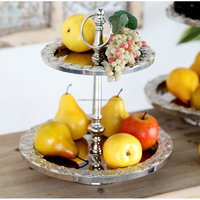 Longue En Métal Argent Haute Détaillée Pièce Maîtresse De Mariage Stand de gâteau