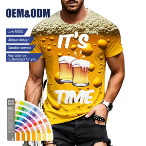 T-<span class=keywords><strong>shirt</strong></span> à manches courtes en polyester pour homme, imprimé graphique « Cool Funny Beer Time », respirant, décontracté, pour les fêtes et les festivals - Product Image 1