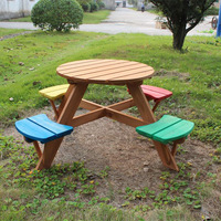 Ensemble de table ronde pour enfants en bois massif d'extérieur, ensemble de meubles de table et de chaises pour enfants sauvages