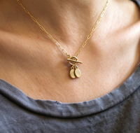 Collier en acier inoxydable 316L avec chaîne trombone, fermoir PVD plaqué or, pendentif double ovale vierge, bijoux personnalisés gravés, vente en gros