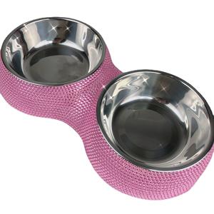 Aço inoxidável Premium Luxo Bling Rhinestone Duplo Cat <span class=keywords><strong>Pet</strong></span> Dog <span class=keywords><strong>Bowl</strong></span> - Product Image 3