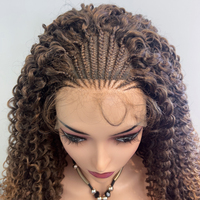 Perruques Tresses Box Sans Nœuds Goddess Locs avec Pointes Bouclées, Perruques Tressées Synthétiques Carrées à Dentelle 13x4 avec Cheveux de Bébé pour Femme