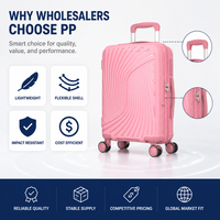 Valises en plastique rigides en polypropylène roses à roulettes pivotantes 16, 18, 20 pouces texture ondulée vente en gros