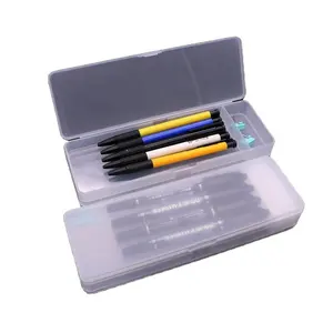 Factory Direct Sale Double-open Design Cases New Plastic Pencil Case Kids Pencil Case Pencil Box Transparent 3 Pack 1000