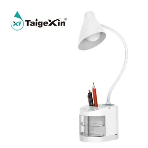 Convenient Calendar and Temperature Display Touch Cordless LED Table Lamp with Black and White Shade for Desk Use