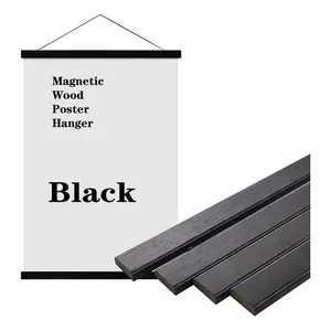 Black Wooden Frame Magnetic Poster Hanger For Canvas Printing Artworks