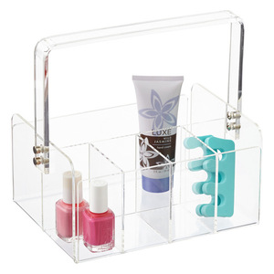 Organizzatore per Trucchi in Acrilico Trasparente con Manico, 5 Scomparti, <span class=keywords><strong>Plexiglass</strong></span> su Misura, Moderno Contenitore da Bagno per Cosmetici - Product Image 2