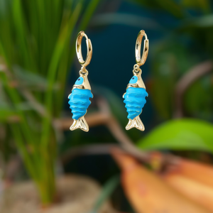 Pendientes de Moda con Diseño de Pez Azul, Chapados en Oro PVD, Acero Inoxidable 316L, Joyería Sostenible y Resistente - Product Image 3