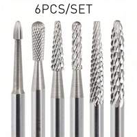 Lot de 6 fraises à ongles en carbure de tungstène pour ponceuses électriques, outils de ponçage fin et de fraisage pour manucure professionnelle
