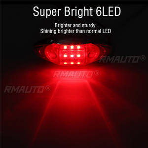 4 pièces Feux de gabarit latéraux étanches à 6 LED, feux de signalisation 24V pour voiture, camion, remorque, bateau - Product Image 3