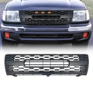 Front Bumper Grille Car Accessories Mesh Style OEM Grill with Amber Lights For 1997-2000 Toyota Tacoma