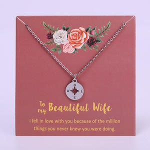 Collana pendente in acciaio inossidabile per la festa della mamma per la festa del papà con regalo fidanzata/fidanzato con finitura lucida in zircone per la mamma - Product Image 3