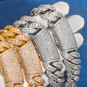 Authentic Hip Hop <b>Iced</b> <b>Out</b> Moissanite Cuban <b>Chain</b> 925 Sterling Silver Custom Miami Cuban Link Necklace VVS1 GRA Tester Pass - Product Image 5