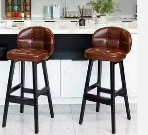 Sillas de Bar Modernas Minimalistas de Respaldo Alto, Cómodas, Elegantes y Duraderas, de Cuero Marrón Vintage, para Bares, Islas de Cocina y Uso Doméstico - Product Image 6