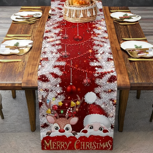 Camino de Mesa Navideño Moderno de Lino Tejido Estampado para Decoración del Hogar, Hoteles y Fiestas - Duradero y Ecológico - Product Image 2