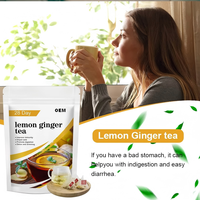 Thé aux herbes citron-gingembre OEM 28 jours, sans OGM, sans gluten, sans sucre, détoxifiant, amincissant, soutien immunitaire, aliment santé, thé en sachet