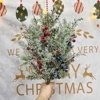 Sapins de Noël artificiels pliables, avec branches d'épicéa floquées, tiges réalistes, fraîches, robustes, pré-blanchies, couleur claire, pour vase