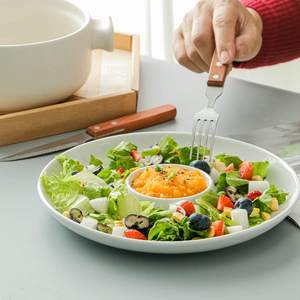 Platos de ensalada redondos blancos Plato Chip y Dip Bandeja de cerámica para servir Aperitivo Postre <span class=keywords><strong>Patatas</strong></span> fritas Dip Serving Platter Set OEM - Product Image 5