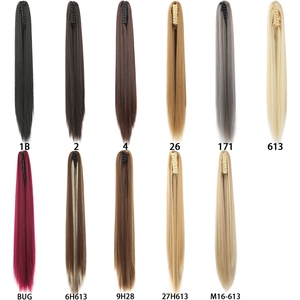 Phụ Nữ Tổng Hợp Claw Trên Đuôi Ngựa <span class=keywords><strong>Clip</strong></span> Trong Phần Mở Rộng Tóc 24 Inch Thẳng Phong Cách Đuôi Ngựa Tóc Mảnh Ombre Nâu Tóc Vàng - Product Image 6