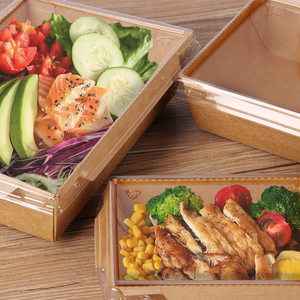 Boîte en papier kraft jetable, pour salade, qualité alimentaire, avec couvercle Anti-buée en PET/boîtes de légumes, pièces, vente en gros - Product Image 3