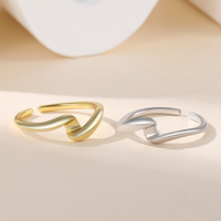 Juego de Anillos Combinados Daidan para Mujer, Dos Tonos, Plata, Chapado en Oro Irregular, Joyería, Anillo Ajustable con Diseño de Onda