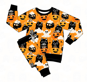 Set di Felpa Girocollo e Pantaloni da Jogging <span class=keywords><strong>per</strong></span> <span class=keywords><strong>Halloween</strong></span> |   Tuta <span class=keywords><strong>per</strong></span> bambini in bambù con stampa zucca e pipistrello |   Vendita all'ingrosso - Product Image 4