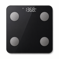 Balance connectée numérique unique avec application gratuite, surface en verre, capacité de 180 kg, alimentée par batterie, pour personnes à mobilité réduite