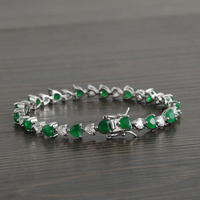 Bracelet tennis tendance en forme de cœur coloré, chaîne en laiton plaqué argent avec zircon rose, style vintage