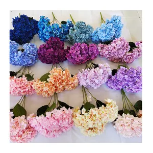 GIGA 2024 venda quente de seda hortênsias artificiais fabricante de flores de casamento 5 cabeças 480 patais hortênsias flores toque real