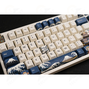 Benutzer definierte <span class=keywords><strong>Ukiyo</strong></span> <span class=keywords><strong>E</strong></span> Keycaps Weiß<span class=keywords><strong>e</strong></span> Basis Fuji Mountain Waves Design Blaue Akzente Japanisch Englisch Legends MX Keys - Product Image 1