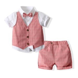 2022 Boys Clothing Luxury Tuxedo Set Cotton Blazer+Short Shirts+Pants 3Pcs Outfits Kids Gentleman Formal Party Costumes