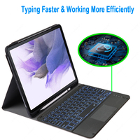 Casing Keyboard Touchpad Korea Rusia Spanyol untuk Samsung Galaxy Tab S7 FE dengan Keyboard untuk Samsung Tab SM-T730 SM-T736B