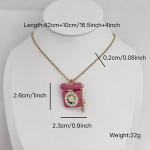 <span class=keywords><strong>Collier</strong></span> pendentif téléphone rétro Ginee pour femme, <span class=keywords><strong>collier</strong></span> en émail mignon, <span class=keywords><strong>collier</strong></span> de mode doux, <span class=keywords><strong>collier</strong></span> décontracté pour le quotidien - Product Image 1