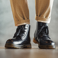 Bottes de moto Maden pour hommes, style cowboy, rétro, décontractées, noires, en cuir, à 6 œillets, confortables, imperméables, collection automne, tendance 2026, prêtes à l'emploi