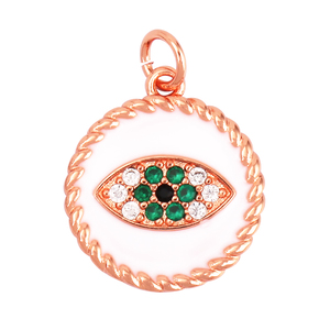 Colgante esmaltado de mal de ojo, Zirconia cúbica chapada en oro real de 18 quilates, CZ pavimentada, collar de joyería, pulsera, accesorios, suministros <span class=keywords><strong>L29</strong></span> - Product Image 5