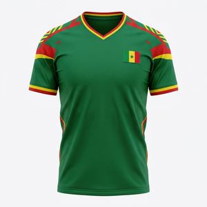 Camiseta de Fútbol de Senegal con Estilo Africano, Verde, Amarilla y Roja, Servicio OEM, Ropa de Entrenamiento Transpirable, Pedido con MOQ Bajo - Product Image 1