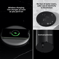 Multiprise verticale multifonctionnelle avec chargeur USB sans fil intégré, 4 prises CA et 4 ports USB-C/USB-A, polyvalente