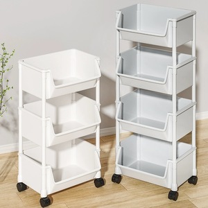 Storage Cart 3 Tier And 4 Tier With Wheels For Bedroom Kitchen Living Room Multipurpose Portable Organizer <b>Shelf</b> - Product Image 1