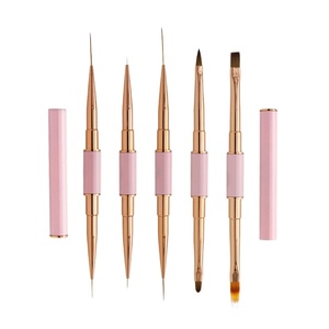 Pinceles Jiexia Personalizados de Doble Cara con Delineador Metálico y Punta Plana Ovalada para Uñas de Gel UV - Product Image 5