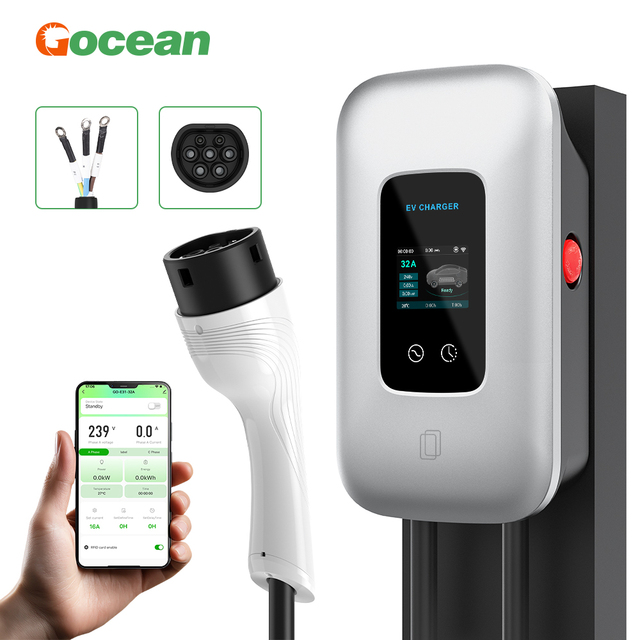 Type 2 AC EV Charger 7Kw 11Kw 22Kw Wallbox Electric Vehicle Fast Charging Pile Wall-mounted Electric Car AC EV Charging Station